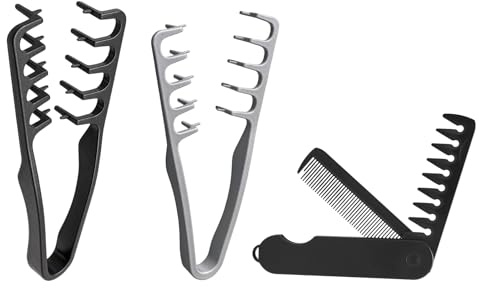 Trippel 3 st lockkam texturkam män, stylingkam med texturkam män, hårtång volym och texturering borste Hair Magic Comb, locktång kort hår strukturkam, texturerande