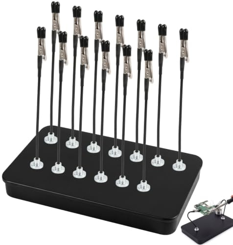 LifgWas 13 Stück Dritte Hand Löten, Löthilfe mit Krokodilklemmen & Magnetfuß, Flexible Arme, Modellbau Zubehör für Elektronik, Platinenhalter