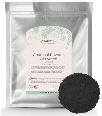 Starwest Botanicals FOOD GRADE US Hardwood Activated Charcoal Powder, 1 Pound Bulk Bag