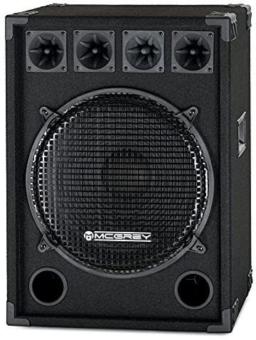 McGrey DJ-1522 DJ PA Lautsprecher Box 38cm (15) Subwoofer 800W (Passiv, 2-Wege System, Holzgehäuse, DREI Piezo-Hochtönern)