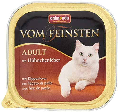 animonda vom Feinsten Katzenfutter nass mit Huhn + Meeresfrüchten (32 x 100g), getreidefreies Katzenfutter nass ohne Zucker, mit frischen, fleischigen Zutaten