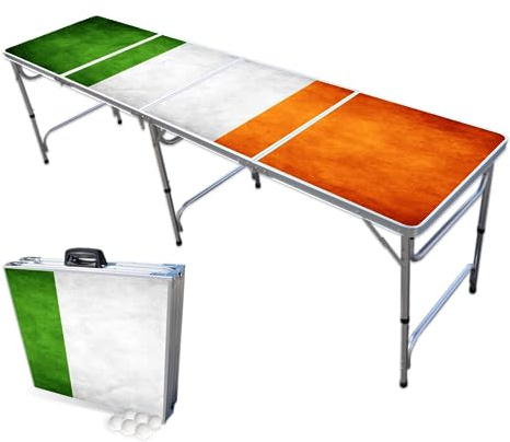 PARTYPONG 8-Foot Folding Beer Pong Table - Shenanigans Edition (Base Model)