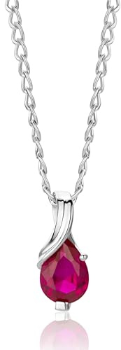 MIORE Halskette Damen, 9 Karat 375 Gelbgold und 18K vergoldetes 925 Silber, Smaragd/Rubin/Topas/Saphir/Aquamarin Tropfen-Anhänger, Made in Italy, Panzerkette 45cm, Schmuck Damen, mit Schmuckbox