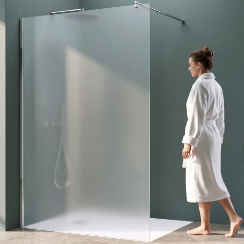 Mai & Mai Duschwand für Dusche Duschabtrennung 120x200cm Walk-In Dusche | Duschtrennwand 8mm ESG-Sicherheitsglas NANO Glas Vollsatiniert BRAM1 Bremen01VS