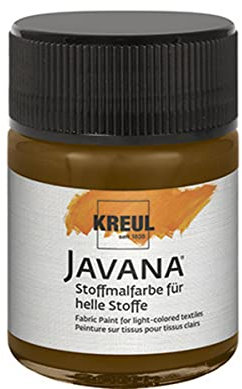 KREUL 91918 - Javana Stoffmalfarbe für helle Stoffe, 50 ml Glas in dunkelbraun, geschmeidige Farbe auf Wasserbasis mit cremigem Charakter, dringt fasertief ein, waschecht nach Fixierung