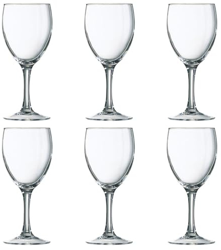 Arcoroc Set de 6 copas de vino Elegance de vidrio 31 cl | Transparente, Vidrio, formato alto, acabado brillo, 31 cl, 6 piezas, apto para frigorífico, fácil de limpiar