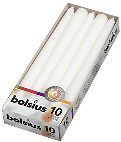 Bolsius Stabkerzen, 25,4 cm (10 Stück – weiß), 103600352202 3.9x9.8000000000000007x25.2 cm