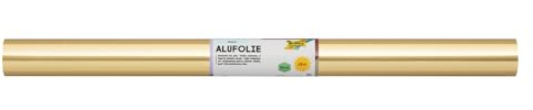folia R 1 - Rollo de Papel de Aluminio Laminado por una Cara, Aprox. 50 cm x 10 m, Color Dorado