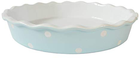 Isabelle Rose - IR5523 – Moule à tarte / quiche – Céramique – Bleu pastel, bleu avec pois blancs – Pois