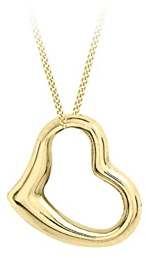 CARISSIMA Ciondolo cuore medio da donna in oro giallo 9 ct su collana curb, 46 cm