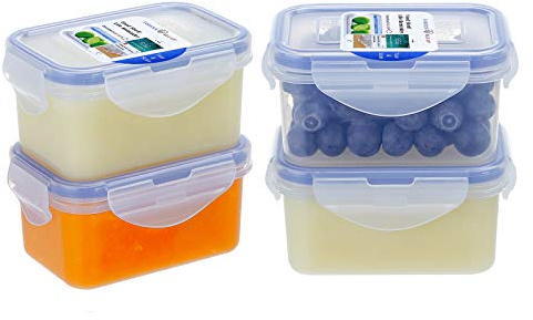KIGI Small Food Storage Containers with Airtight Lids, 4-Sided Locking Lids, Reusable BPA-Free Plastic, Leakproof for Snack, Lunch, Meal Prep, Portion Control & Purees, 6 oz / 0.75 Cup, 8 Piece Set