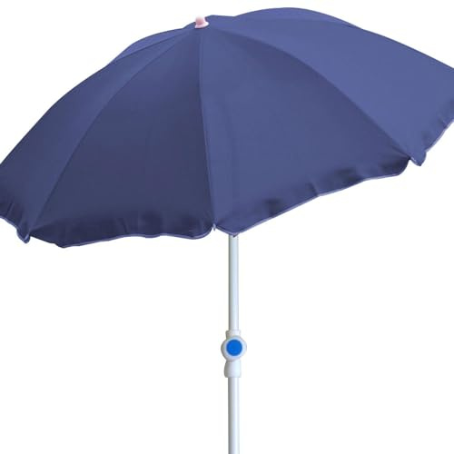 Mojawo Parasol de plage - Parasol de plage - Parasol de jardin - Parasol pliable - Polyester - Bleu - Diamètre : 2 m - Protection UV