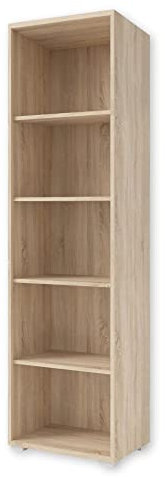 OFFICE LINE Aktenregal in Eiche Sonoma Optik - Schmales Standregal mit 5 offenen Fächern - Modernes Büromöbel Komplettset - 52 x 186 x 35 cm (B/H/T)