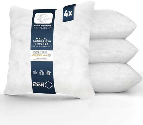 Moon Classic 4er Pack Polyester Füllkissen 45x45 cm Innenkissen Sofakissen Nonwoven extra fest gefüllt