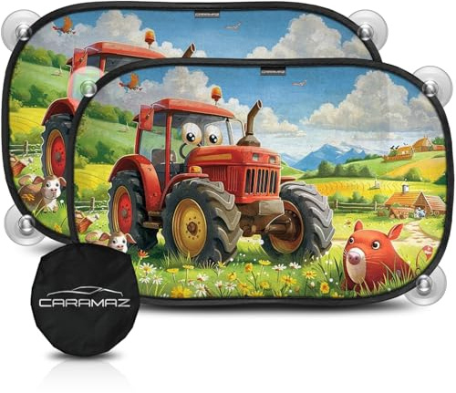 CARAMAZ Sonnenschutz Auto Baby mit UV Schutz, Reach Zertifiziert - Opti-Dark - GSM100+ inkl. Saugnapf - Verdunklung 51x31cm, 2 Stück