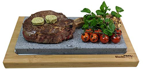 Black Rock Grill Premium Steak on a Stone Sharing Set - Elevate Your Tabletop Dining Experience with Lava Stone Grilling