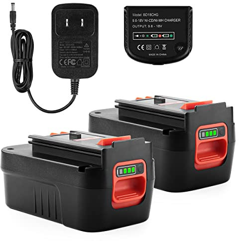 Powilling HPB18 2 Pack Black and Decker 18V 4Ah 18V Replacement Lithium Ion Battery HPB18-OPE 244760-00 A1718 FS18FL FSB18