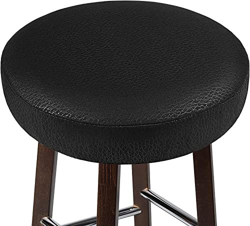 Hockerbezug Rund Schwarz 35cm Hochelastischer Stuhlhussen Waschbar Staubdicht Runde Hocker Bezug Barhockerbezug Schonbezüge für Hocker, 1 Stück