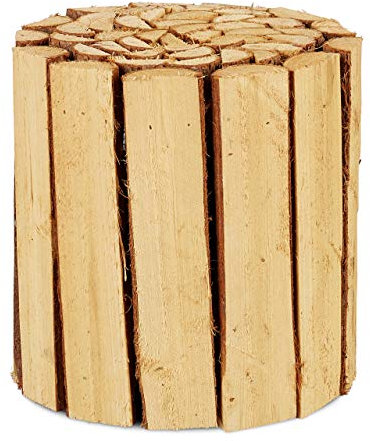 Relaxdays Blumenhocker, Holz, rund, naturbelassen, für Blumentöpfe, Pflanzkübel, Blumenständer HxD: 20,5 x 20 cm, natur