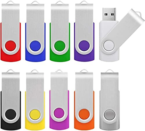 KOOTION 10 Stück USB Sticks 64GB Speichersticks Set USB 2.0 10 STK Bunt Datenstick Memory Stick Metall 64G Thumb Drive 10er Pack Flash-Laufwerke 64 Gbyte Flash Sticks USB Flash Drives Mehrfarbig