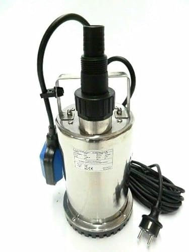 CHM GmbH® Pompa a aspirazione piatta in acciaio inox, 750 Watt, pompa sommergibile, pompa per piscina