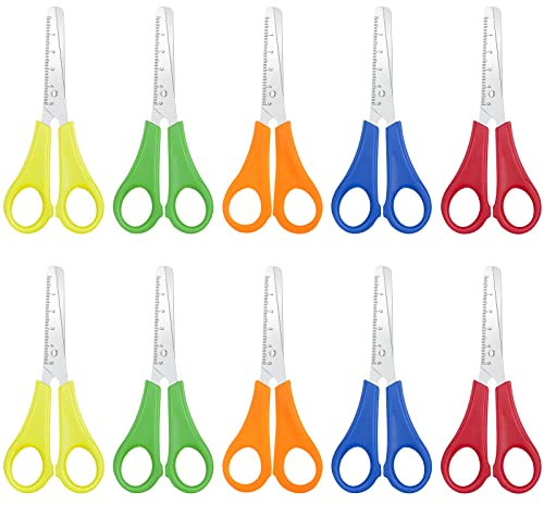 RosewineC 10 Pcs Kids Blunt Tip Safety Scissors with CM Scale