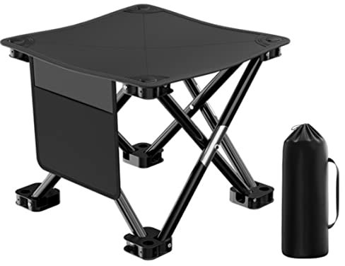 SunaOmni Klapphocker Campinghocker Tragbarer Faltstuhl Schwarz Outdoor Metall Rahmen Stahl Sitzfläche Einheitsgröße Max. 180 kg Tragbarer Campingstuhl Klapphocker Für Bbq Xl