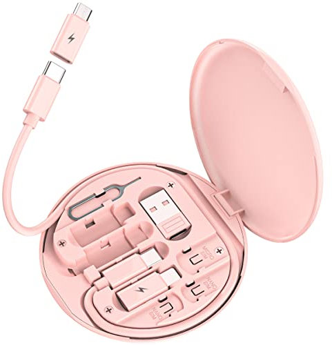 Yimly Multi USB Adapter Kit, USB to Type-C,C to Micro, USB-C to IOS Adapter, Type-C to C Charging Cable, Conversion Set for SIM Card Storage, Phone Holder (pink)