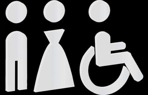 Simbolo Uomo Donna Disabili WC Bagno Toilette porta Omini segnale Targa Porta Targhetta Adesiva Segnaletica Bianco Lucido