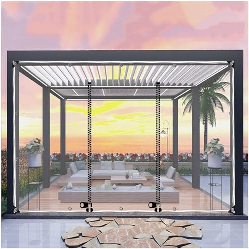Transparente Planen Vorhänge, Durchsichtige Pavillon Seitenwände Mit Pvc-abdeckplane Und Reissverschluss, Outdoor Pergola Seitenvorhänge, Wasserdichte Planen Seitenwände,WxH-6x2.2m/19.7*7.2ft