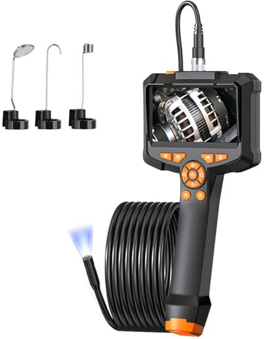 Adiwo Telecamera Endoscopia, 1080P HD Telecamera per Ispezione Tubi, Endoscopio Professionale 4.3 IPS Pollice, IP67 Impermeabile Palmare Sonda Endoscopica con 8 LEDs, 5M/16.4FT