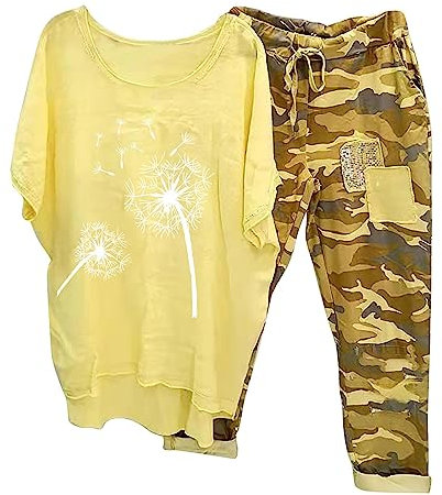 Awrvia Sport Outfit Damen Set Baumwolle Sportlich Freizeitanzug Modern Drucken Zweiteiler Elegant Schlanke 2 teiler Lang Hausanzug High Stretchy Hosenanzug Hochwertige