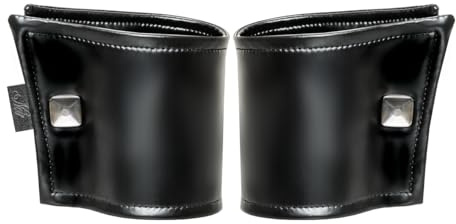 .NoirHandmade Men Schwarzes wetlook Herren Armband Handgelenk-Geldbörse mit verstecktem Reißverschluss und Druckknöpfen