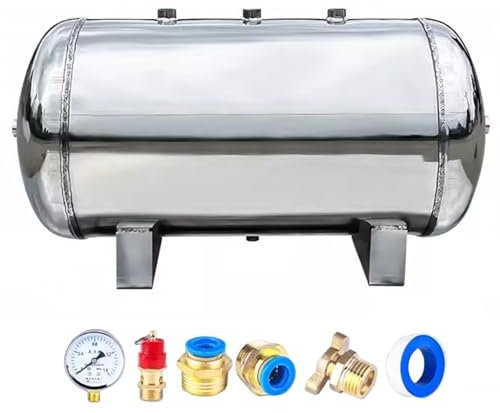 Compresseur d'Air Réservoir D'air Portable Miniature En Acier Inoxydable 304 À Haute Pression, 1 2 5 7 10 13 Gallon Equipement De Stockage De Gaz Avec Soupapes De Sécurité, Systèmes D'accumulateurs De