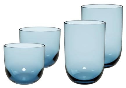 Villeroy & Boch like. by Like Ice Lot de 4 verres à eau (370 ml) et verres long drink (450 ml) en cristal Bleu