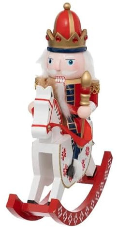 Atmosphera Créateur d'intérieur - Personnage à Bascule Déco Casse Noisette 29cm Rouge