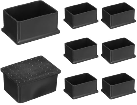 sourcing map 8pcs Rectangle Chair Leg Caps PVC Chair Leg Floor Protectors Non-Slip Chair Feet Covers for Hardwood Floors Furniture Protectors, Black, 40 x 60mm