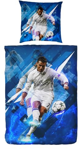 Hsewudwsd Fußball Star Bettwäsche 135x200 2-Teilig Mit Reißverschluss Microfaser Bettbezug Mit 80x80cm Kissenbezug Atmungsaktiv Hautfreundlich