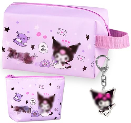 Cartoon Kosmetiktasche Mädchen- Cute Reise Kosmetiktasche Süße Organizer Schminktasche mit Schlüsselanhänger Kinder Münzbeutel Travel Kulturtasche Makeup Bag Tasche Handtasche, Geschenk für Mädchen