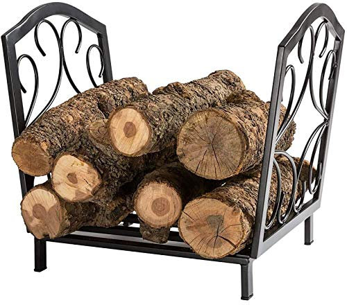Portalegna da ardere in ferro battuto resistente, per caminetto interno/esterno, facile da montare, di piccole dimensioni