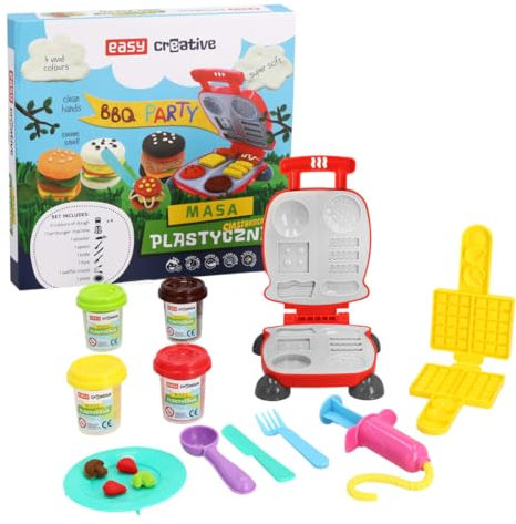 SPOKEY Easy Creative Knet Kit de jeu pour enfant avec pâte à modeler et motif barbecue pop-corn/nouilles (barbecue party)