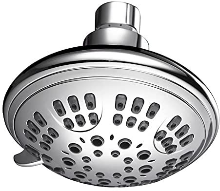 Hochdruck-Regenduschkopf mit 6 Einstellungen, leicht zu reinigende Silikondüsen, verstellbare Winkel, Chrom-Finish