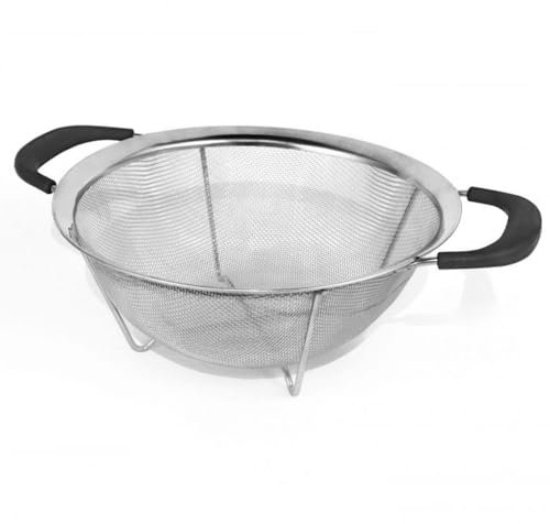 MGE - Colador de Cocina con Pie - Escurridor de Acero Inoxidable - Colador Microperforado Verduras - Escurridor Pasta - Coladores de Cocina Acero Inoxidable - 22,5 cm