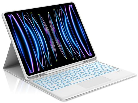 Occtingkind, Teclado para iPad Pro 12.9, Funda con Teclado para iPad Pro 12.9, Magnético Desmontable Bluetooth Keyboard para iPadPro (2018-2022), QWERTZ, USB C, Retroiluminación, Trackpad, Gris Claro