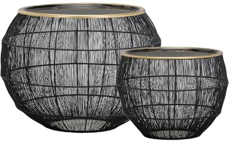 Mirrors & More Beistelltisch 2er Set Mika 82750102 Metall Schwarz-Gold