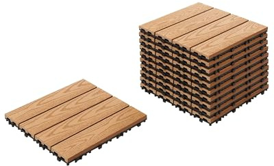 WPC Terrassenfliesen 11er Set 30x30 cm Holzoptik hellbraun Klicksystem Atessa