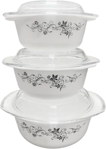 Housetronics 3 Pcs Glass Casserole Dishes With Lids Oven Proof, Microwave & Dishwasher Safe-Scratch,Thermal Shock Resistant Casserole Dish With Lid-Easy-Grip Handles Serving Dishes (1 + 1.5 + 2.5 Ltr)