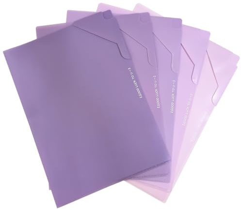 RuiChy Gradient färg A4 plastmappar fodral 5 st skuren spolmapp öppen topp och sida genomskinliga dokument plånböcker pappersskydd för kontor skola arbete rapport presentation projekt fil fickor (lila