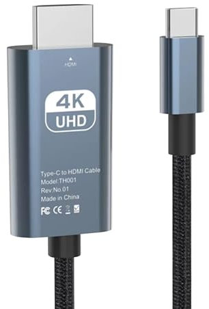 Missmisq USB C To HDTV Cord,USB C To HDTV Adapter,Cavo digitale video HD 4K60Hz | Connettore proiettore, accessori per computer, forniture TV per il computer TV telefonico