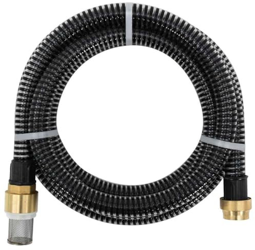 Absaugschlauch mit Messinganschlüssen, schwarz, 2,8 cm, 7 m, PVC, Rasen und Garten, Bewässerung und Bewässerung, Gartenschläuche